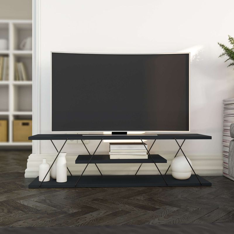 Casa si Gradina - Mobilier - Comode si corpuri - Comode - Comoda tv, Hanah Home, pal melaminat, alb nuc, 120x45x33.1 cm - Infinity.ro