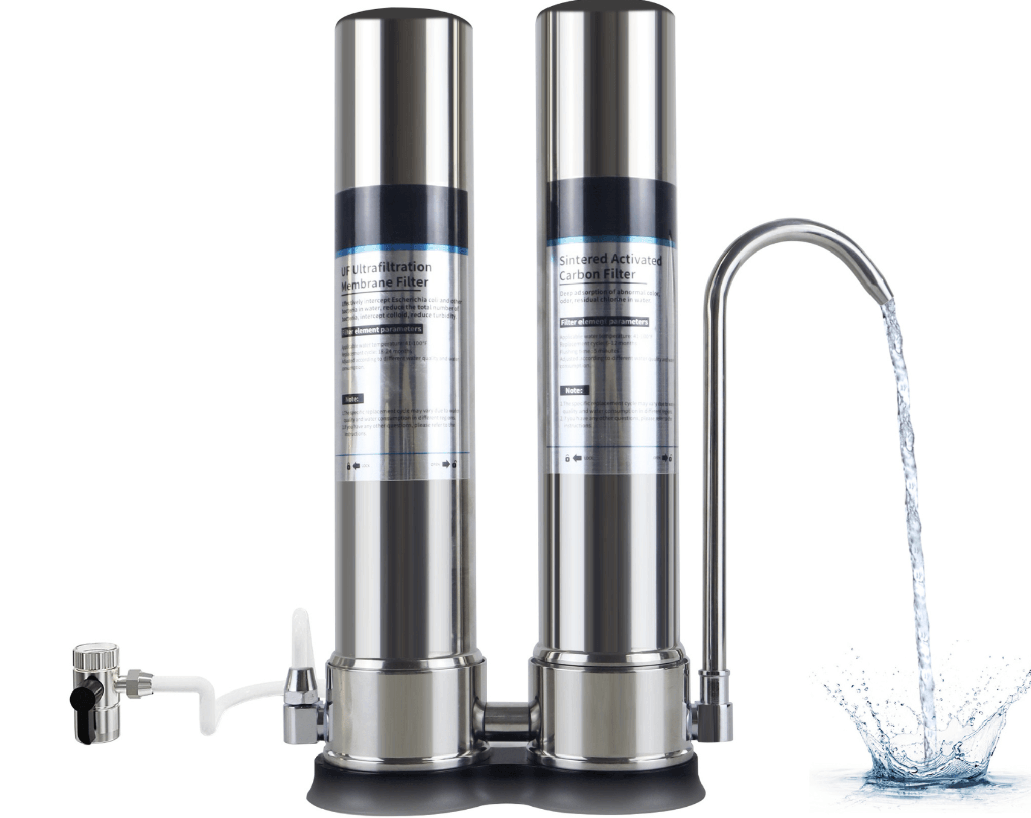 Filtru Apa F9, Ultrafiltrare in 5 Etape, Carcasa Inox, Instalare Universala, Utilizare in Bucatarie, Baie, Rulota