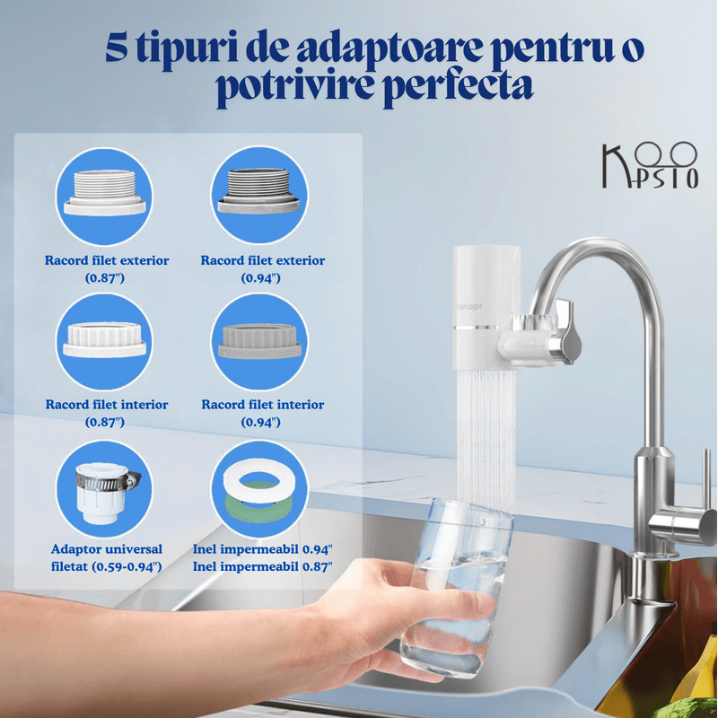Casa si Gradina - Sanitare - Instalatii hidro - Sisteme filtrare instalatii - Filtru Apa T1-ACF, Cu Carbon Activ, Montare Directa Pe Baterie, Eliminare Clor Si Sedimente - Infinity.ro