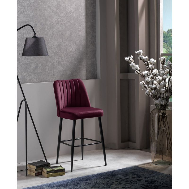 Casa si Gradina - Mobilier - Seturi de mobilier - Seturi bucatarie - Set scaune de bar, Hanah Home, melamina, rosu bordo si negru, 49x45x99 cm, 4 piese - Infinity.ro