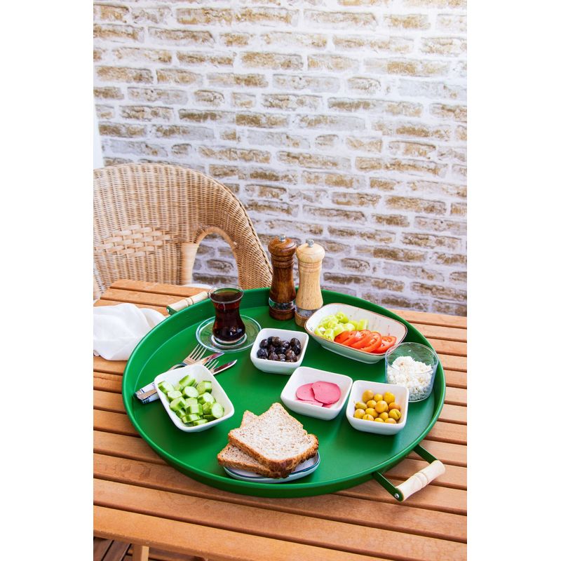 Casa si Gradina - Bucatarie si vesela - Ustensile bucatarie - Tavi servire - Set tavi servire, Hermia, metal, verde, 51x51x3 cm, 37x37x2 cm - Infinity.ro
