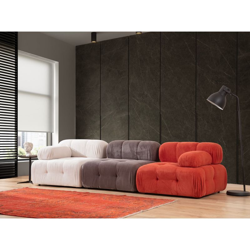 Casa si Gradina - Mobilier - Canapele si coltare - Canapele - Canapea 3 locuri, Hanah Home, lemn fag si pal, rosu alb gri, 300x100x80 cm - Infinity.ro