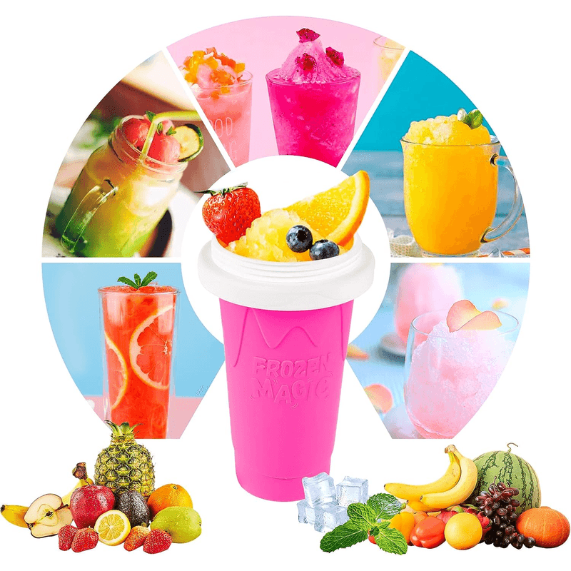 Casa si Gradina - Bucatarie si vesela - Cani si pahare - Pahare - Pahar pentru preparare bautura racoritoare smoothie, granita, slush, DIY in 5 minute - Frozen Magic Slushy Cup, Roz - Infinity.ro