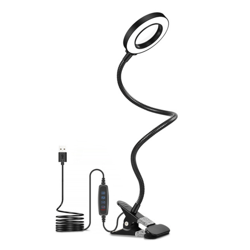 TV, Audio-Video si Foto - Optica, astronomie si metrologie - Optica si astronomie - Lupe si instrumente optice - Lupa de masa cu iluminare LED, marire 3x, ajustabila, Lampa cu 10 niveluri de luminozitate, clema fixare si 3 tonuri alb - Infinity.ro