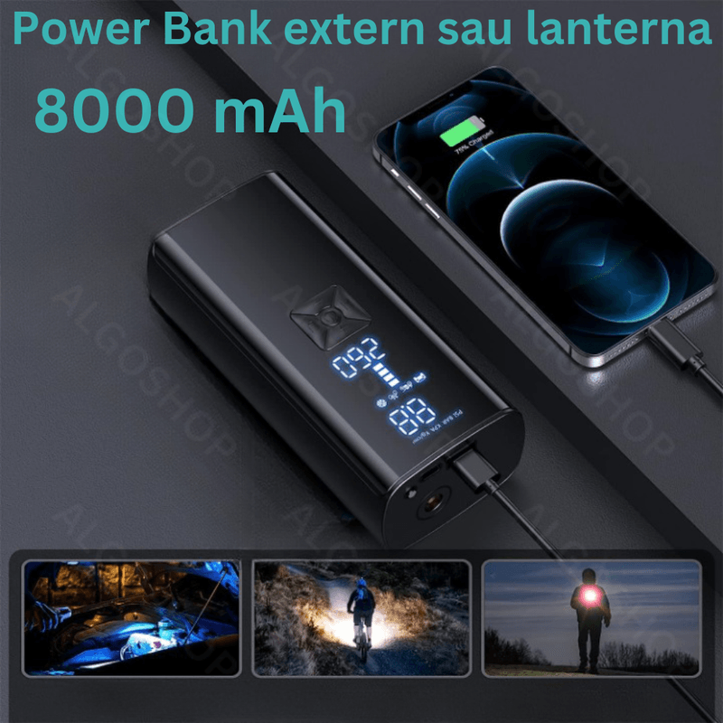 Sport si Outdoor - Ciclism - Accesorii pentru biciclete - Pompe biciclete - Pompa electrica multifunctionala, Reincarcabila cu acumulator 8000 mAh, pentru umflat roti, mingi si articole gonflabile - Infinity.ro