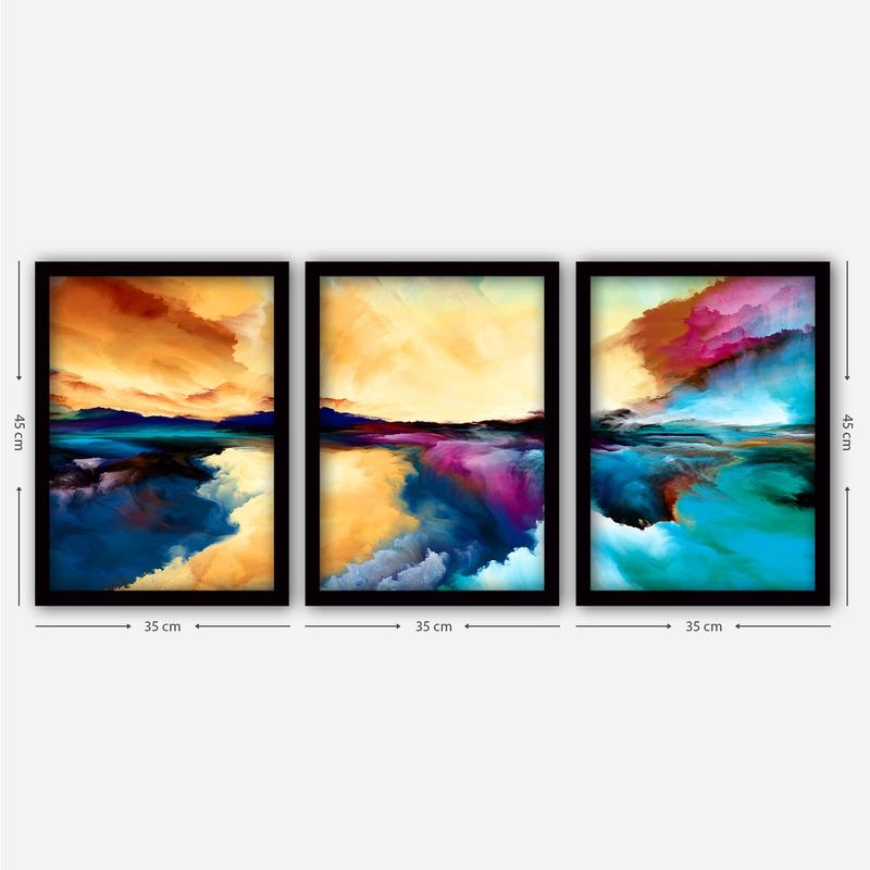 Casa si Gradina - Decoratiuni - Tablouri - Tablou decorativ cu rama, Wallxpert, mdf, multicolor, 35x45 cm, set 3 bucati, 364LUL1377 - Infinity.ro