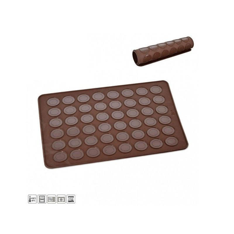 Casa si Gradina - Bucatarie si vesela - Ustensile bucatarie - Forme prajituri - Covor din silicon pentru  Macarons, 48 de cavitati, Maro, 38 cm, 383COF - Infinity.ro