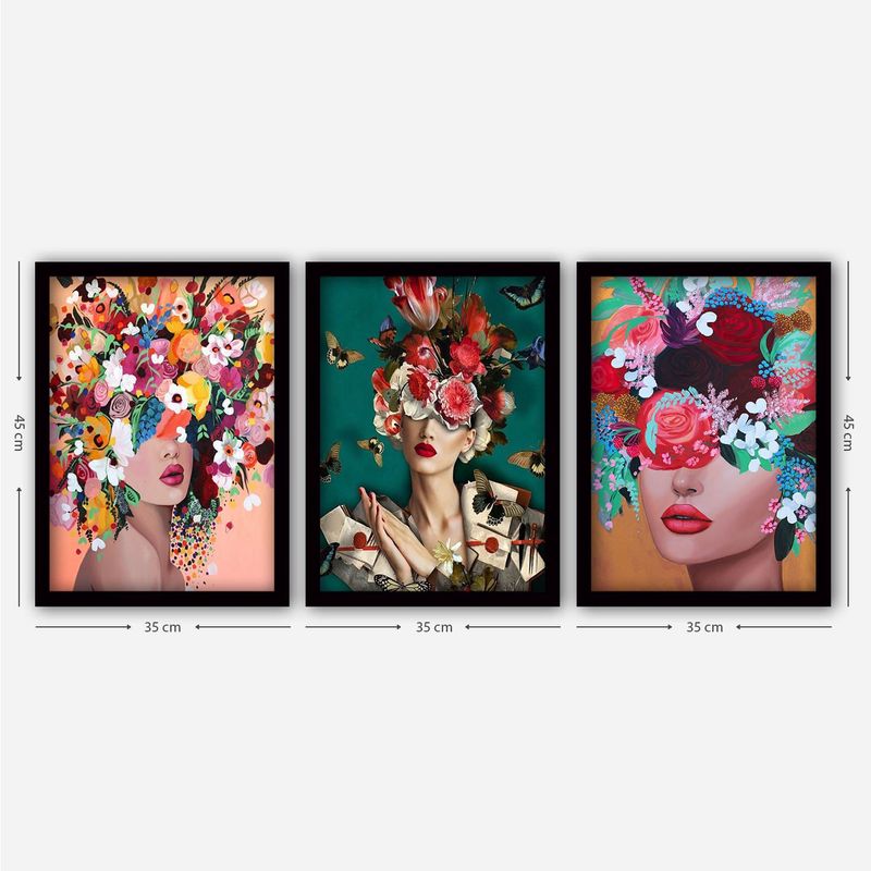 Casa si Gradina - Decoratiuni - Tablouri - Tablou decorativ cu rama, Wallxpert, mdf, multicolor, 35x45 cm, set 3 piese, 364LUL1339 - Infinity.ro