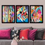 Casa si Gradina - Decoratiuni - Tablouri - Tablou decorativ cu rama, Wallxpert, mdf, multicolor, 35x45 cm, set 3 bucati, 364LUL1362 - Infinity.ro