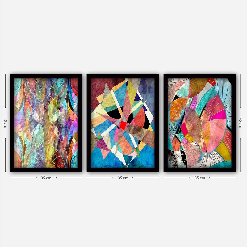 Casa si Gradina - Decoratiuni - Tablouri - Tablou decorativ cu rama, Wallxpert, mdf, multicolor, 35x45 cm, set 3 bucati, 364LUL1362 - Infinity.ro