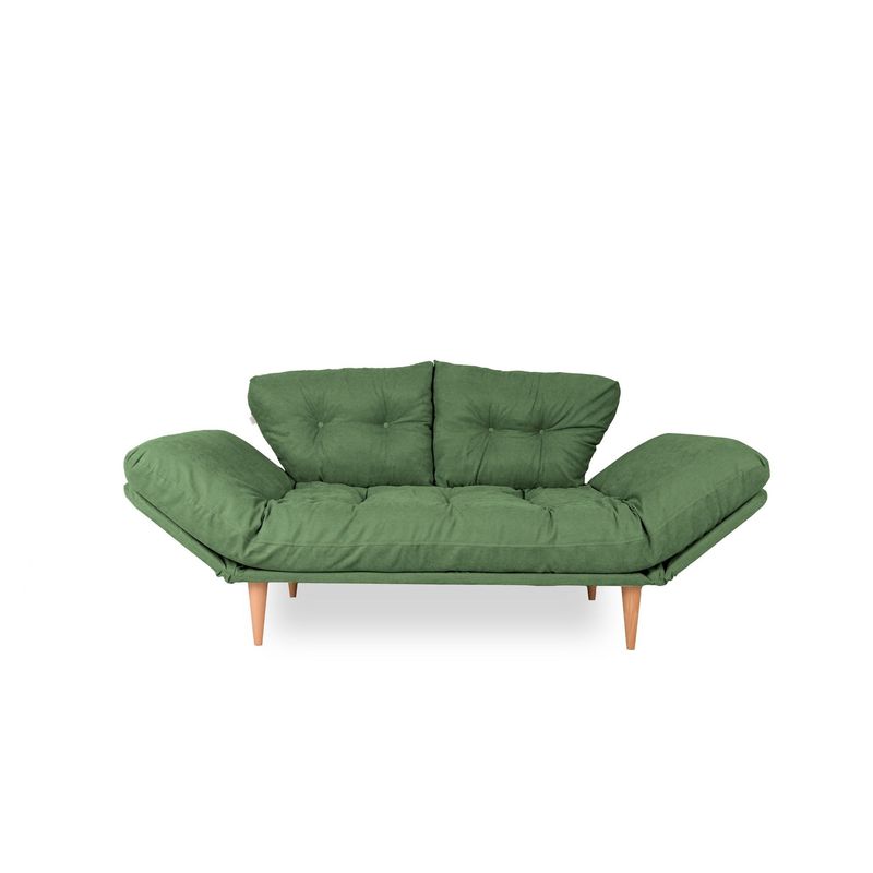 Casa si Gradina - Mobilier - Canapele si coltare - Canapele - Canapea extensibila, Hanah Home, cadru metalic, stofa in, verde, 190x60 cm - Infinity.ro