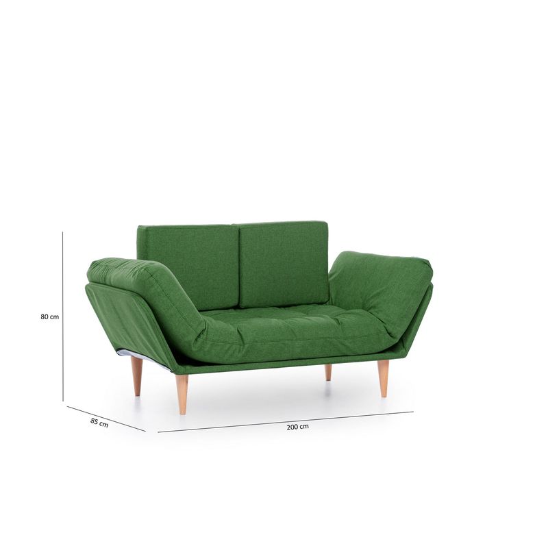 Casa si Gradina - Mobilier - Canapele si coltare - Canapele - Canapea extensibila, Hanah Home, cadru metalic, stofa in, verde, 190x60 cm - Infinity.ro