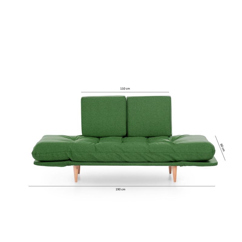 Casa si Gradina - Mobilier - Canapele si coltare - Canapele - Canapea extensibila, Hanah Home, cadru metalic, stofa in, verde, 190x60 cm - Infinity.ro