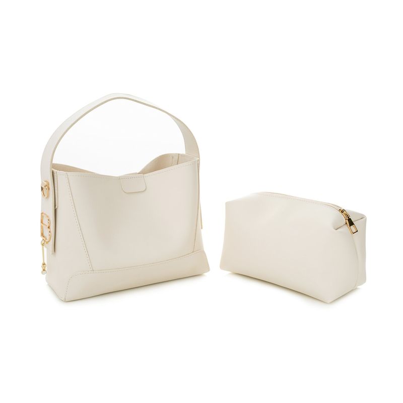 Fashion, accesorii si bijuterii - Femei - Accesorii femei - Genti si rucsacuri femei - Geanta de umar, Lucky Bees, piele polivinilica, crem, 25x11x20 cm - Infinity.ro