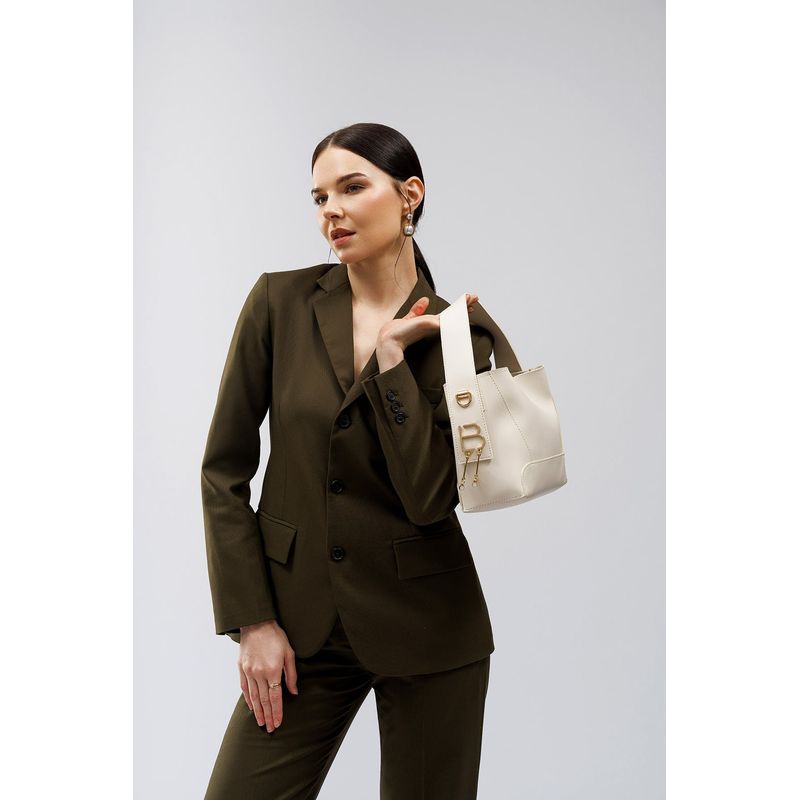 Fashion, accesorii si bijuterii - Femei - Accesorii femei - Genti si rucsacuri femei - Geanta de umar, Lucky Bees, piele polivinilica, crem, 25x11x20 cm - Infinity.ro