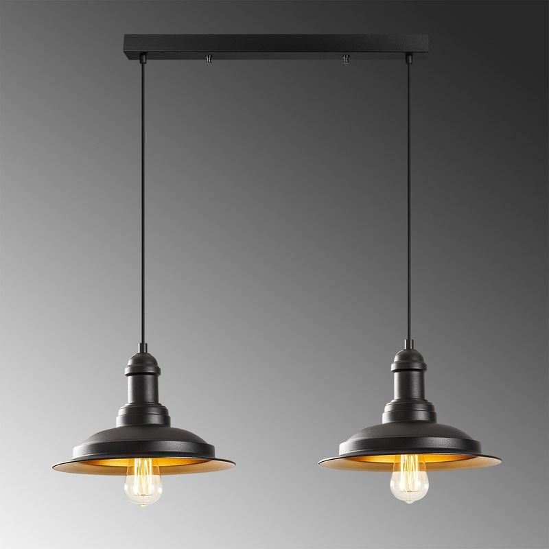 Casa si Gradina - Corpuri si surse de iluminat - Lustre si pendule - Lustra, Opviq, fier, negru auriu, 62x30 cm, inaltime reglabila - Infinity.ro