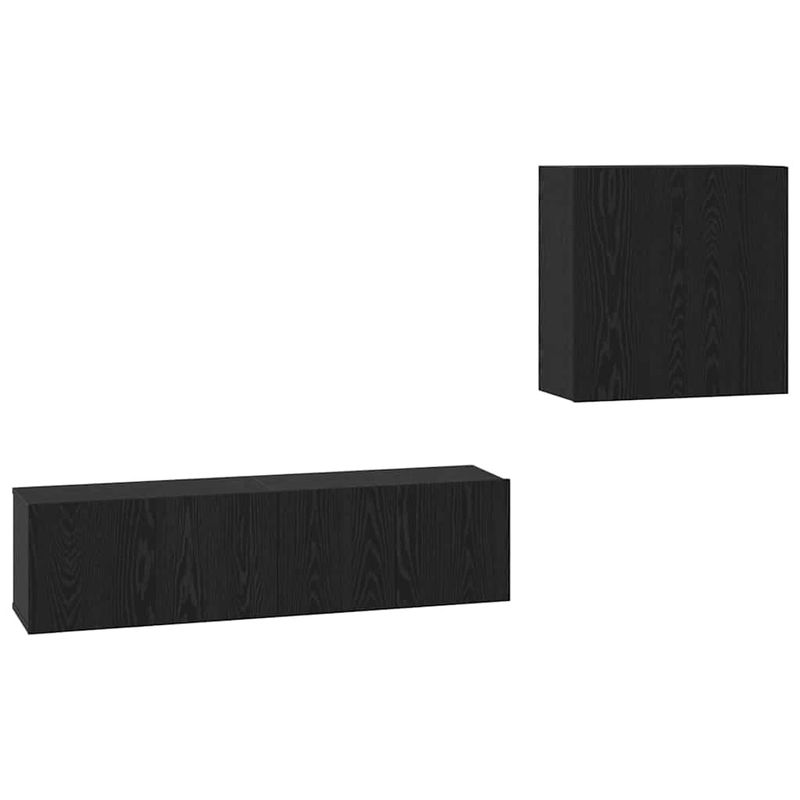 Casa si Gradina - Mobilier - Seturi de mobilier - Seturi living - Set Dulap TV cu raft cu depozitare cu usa 4 pcs Stejar negru 120 x 30 x 30 cm - Infinity.ro