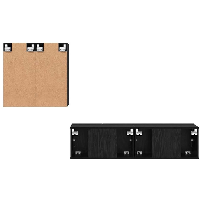 Casa si Gradina - Mobilier - Seturi de mobilier - Seturi living - Set Dulap TV cu raft cu depozitare cu usa 4 pcs Stejar negru 120 x 30 x 30 cm - Infinity.ro