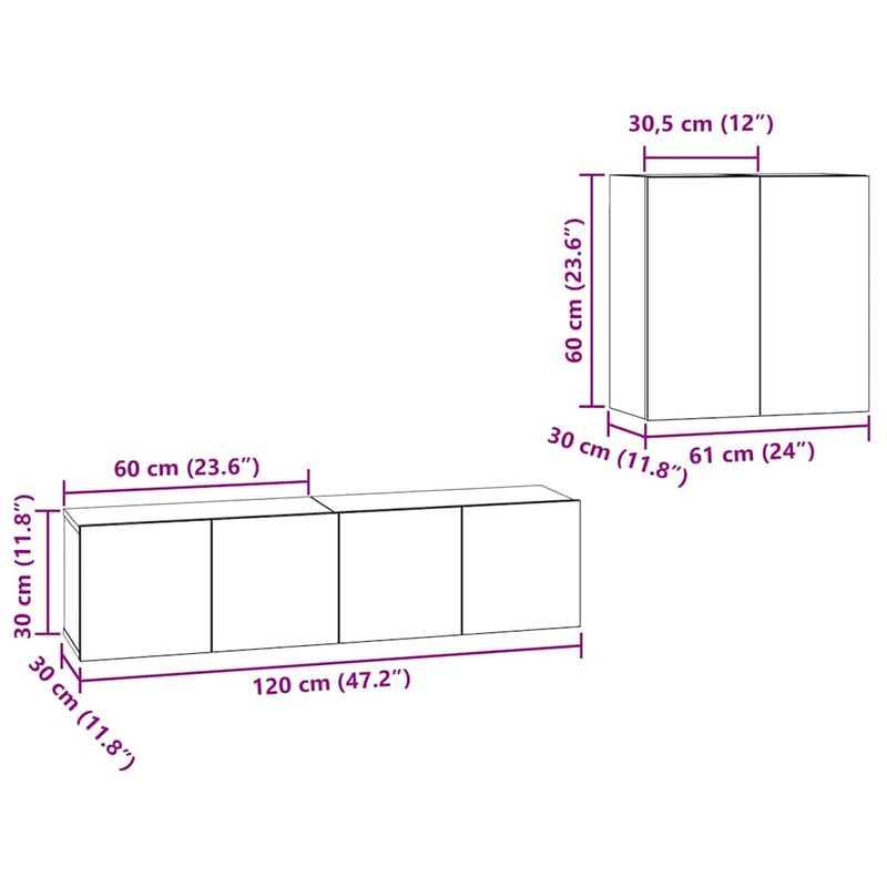 Casa si Gradina - Mobilier - Seturi de mobilier - Seturi living - Set Dulap TV cu raft cu depozitare cu usa 4 pcs Stejar negru 120 x 30 x 30 cm - Infinity.ro