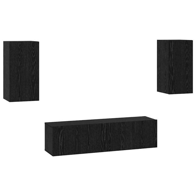 Casa si Gradina - Mobilier - Comode si corpuri - Comode - Set comoda TV cu raft Altele 4 pcs Stejar negru Mediu 60 x 30 x 30 cm - Infinity.ro