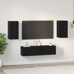 Casa si Gradina - Mobilier - Comode si corpuri - Comode - Set comoda TV cu raft Altele 4 pcs Stejar negru Mediu 60 x 30 x 30 cm - Infinity.ro