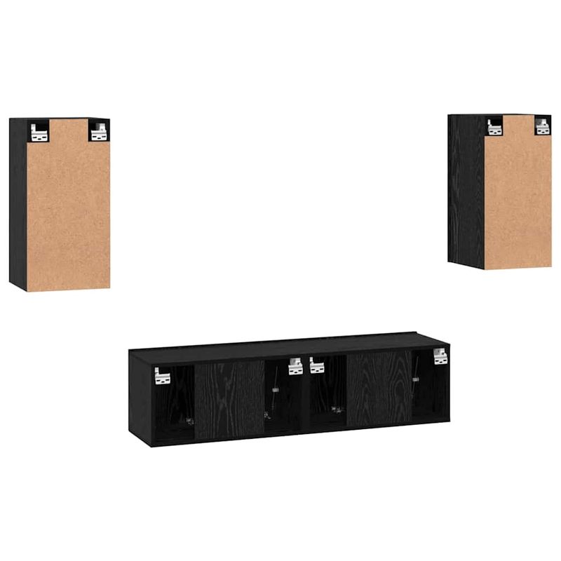 Casa si Gradina - Mobilier - Comode si corpuri - Comode - Set comoda TV cu raft Altele 4 pcs Stejar negru Mediu 60 x 30 x 30 cm - Infinity.ro