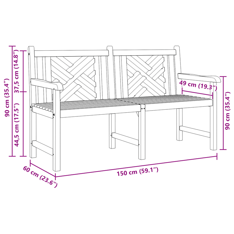 Casa si Gradina - Gradina si terasa - Mobilier exterior - Bancute de gradina - Banca de gradina Maro 150 x 60 x 90 cm Lemn masiv de tec - Infinity.ro