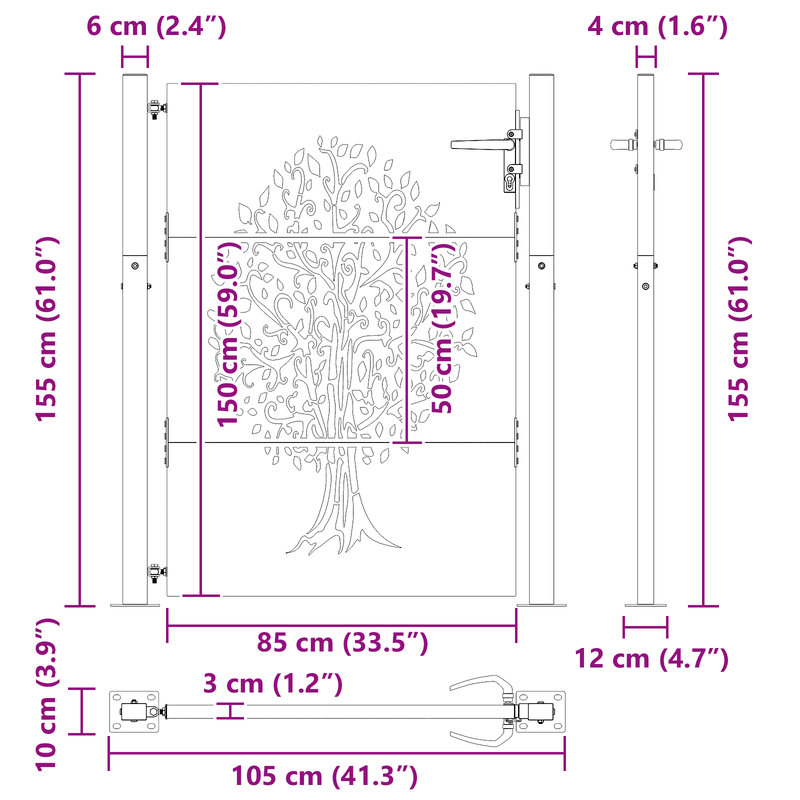 Casa si Gradina - Constructii - Usi interior, exterior si garaj - Usi garaj - Poarta de gradina Negru 105 x 150 cm Otel vopsit in pulbere - Infinity.ro
