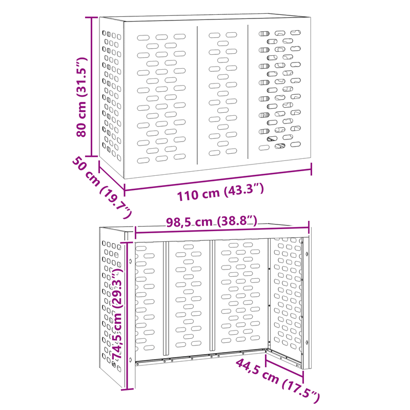 Casa si Gradina - Termice - Calorifere si accesorii - Accesorii calorifere - Husa aer conditionat, antracit, 110x50x80 cm, otel - Infinity.ro