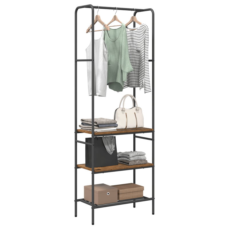 Casa si Gradina - Mobilier - Organizare si depozitare - Cuiere - Suport pentru haine cu rafturi Lemn vechi 60 x 30 x 171 cm - Infinity.ro