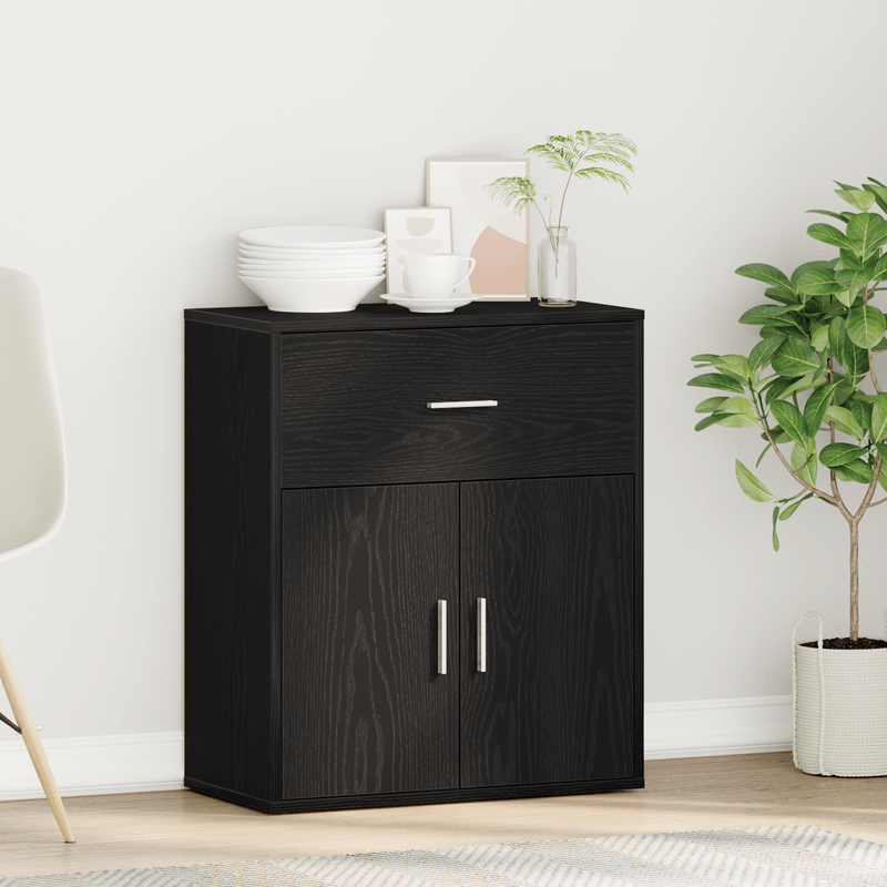 Casa si Gradina - Mobilier - Comode si corpuri - Comode - Bufet cu sertar cu raft cu depozitare cu usa Stejar negru 60 x 31 x 70 cm Lemn compozit - Infinity.ro