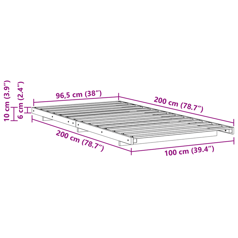 Casa si Gradina - Mobilier - Paturi si accesorii - Paturi - Cadru de pat de podea Maro ceruit 100 x 200 cm - Infinity.ro