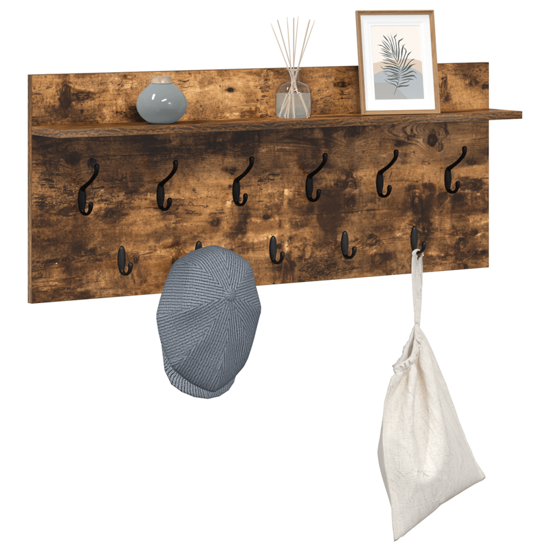 Casa si Gradina - Mobilier - Biblioteci si rafturi - Rafturi - Racator de paltoane montat pe perete cu raft Stejar afumat - Infinity.ro