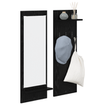 Casa si Gradina - Mobilier - Biblioteci si rafturi - Rafturi - Racator de paltoane montat pe perete cu raft cu depozitare cu oglinda Stejar negru - Infinity.ro