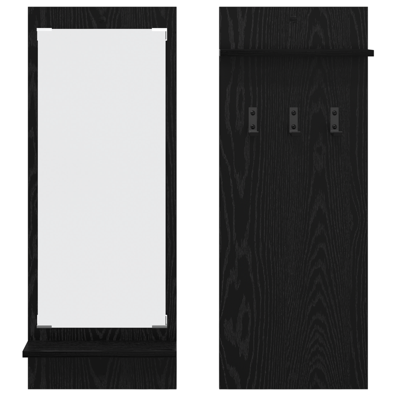 Casa si Gradina - Mobilier - Biblioteci si rafturi - Rafturi - Racator de paltoane montat pe perete cu raft cu depozitare cu oglinda Stejar negru - Infinity.ro