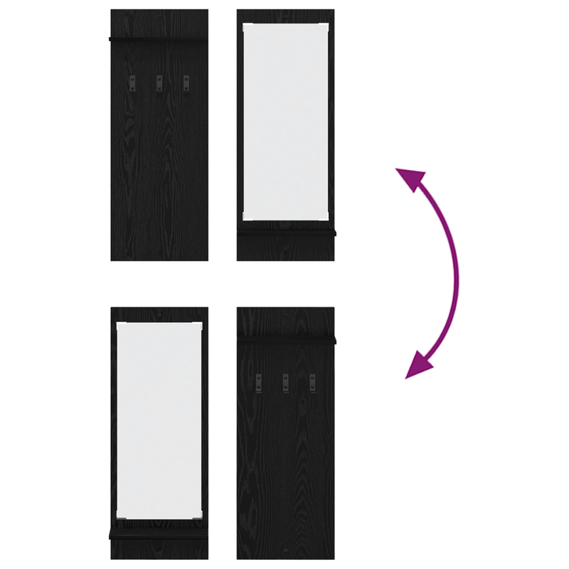 Casa si Gradina - Mobilier - Biblioteci si rafturi - Rafturi - Racator de paltoane montat pe perete cu raft cu depozitare cu oglinda Stejar negru - Infinity.ro