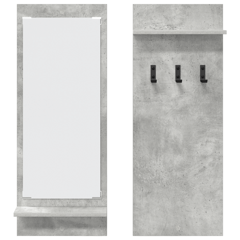 Casa si Gradina - Mobilier - Biblioteci si rafturi - Rafturi - Racator de paltoane montat pe perete cu raft cu depozitare cu oglinda Gri Betonal - Infinity.ro