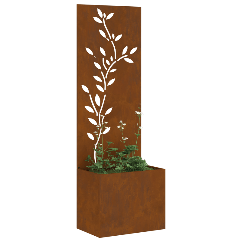 Casa si Gradina - Gradinarit si plante - Plante si ghivece - Ghivece si suporturi - Ghiveci de Gradina cu Panou Decorativ Ruginit 50 x 140 cm - Infinity.ro