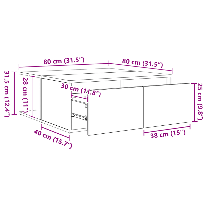 Casa si Gradina - Mobilier - Mese si birouri - Masute de cafea - Masa de cafea Lemn vechi 80 x 80 x 31 cm Lemn compozit - Infinity.ro