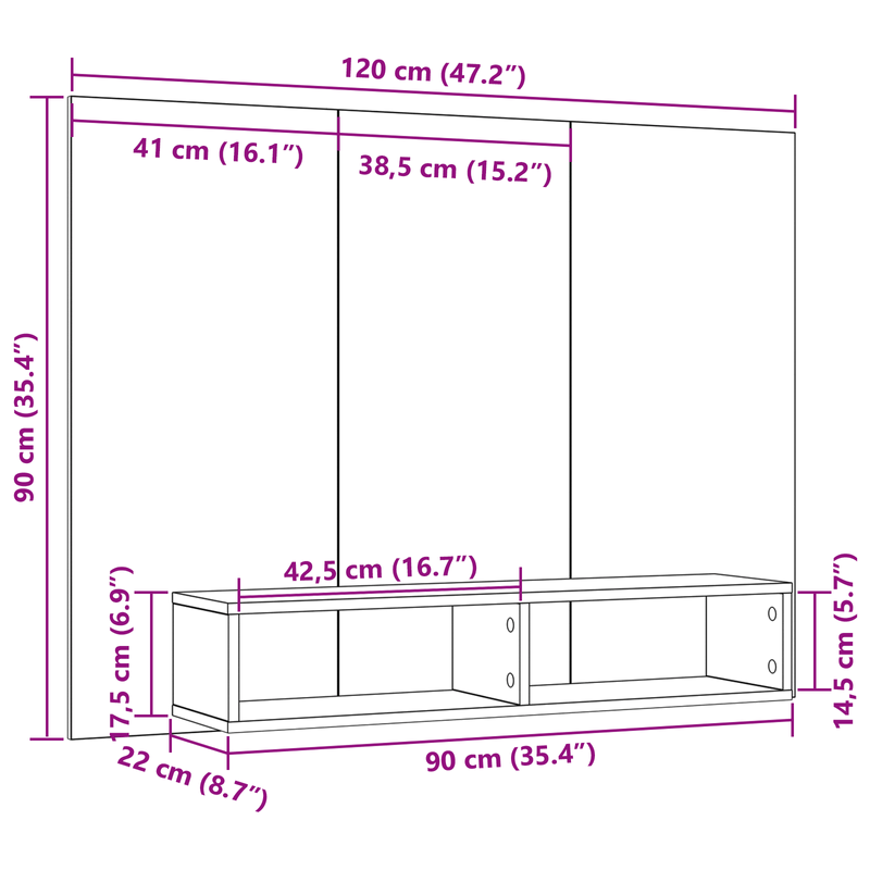 Casa si Gradina - Mobilier - Comode si corpuri - Comode - Dulap pentru TV pe Perete Lemn vechi 120 x 23.5 x 90 cm - Infinity.ro