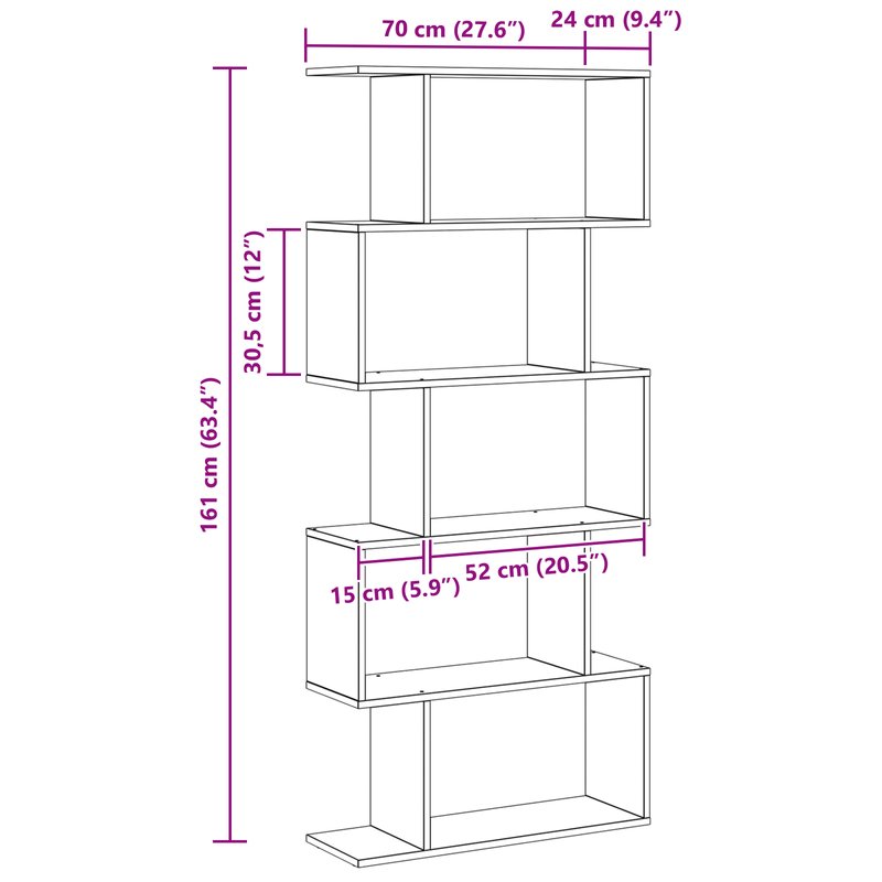 Casa si Gradina - Mobilier - Biblioteci si rafturi - Biblioteci - Biblioteca Maro 70 x 24 x 161 cm Lemn compozit - Infinity.ro