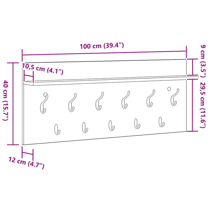 Casa si Gradina - Mobilier - Biblioteci si rafturi - Rafturi - Racator de paltoane montat pe perete Gri beton 100 x 40 x 12 cm - Infinity.ro