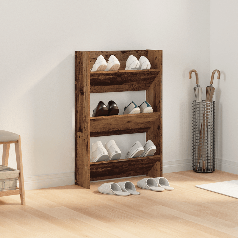 Casa si Gradina - Mobilier - Organizare si depozitare - Organizator incaltaminte - Dulapuri pentru pantofi de perete Lemn vechi 60 x 18 x 60 cm - Infinity.ro