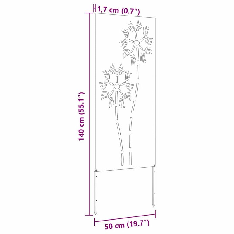 Casa si Gradina - Gradina si terasa - Decoratiuni exterior - Ornamente gradina - Panou Decorativ de Gradina Ruginit 50 x 140 cm - Infinity.ro