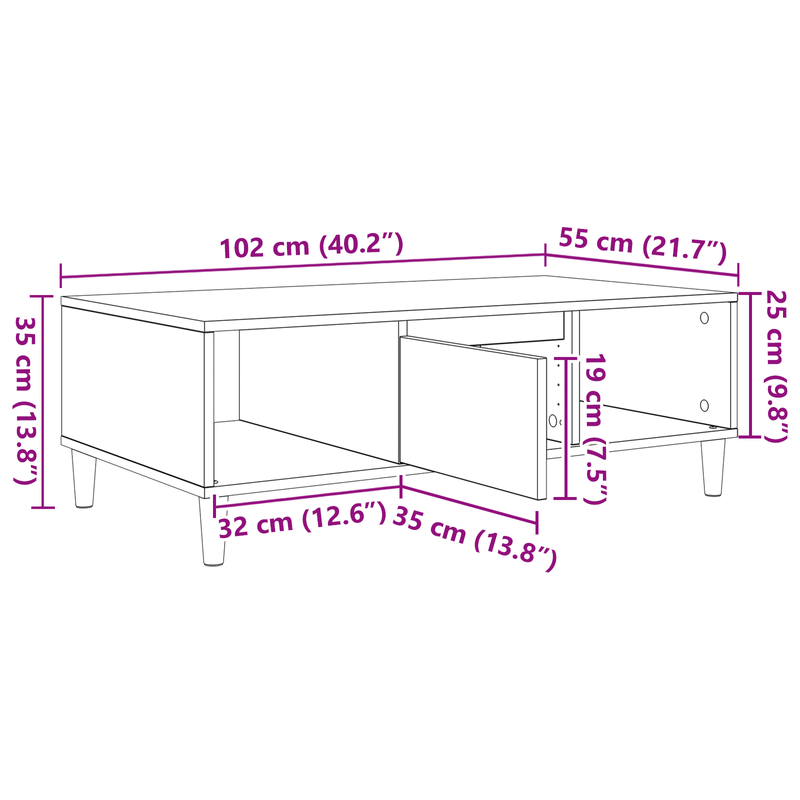 Casa si Gradina - Mobilier - Mese si birouri - Masute de cafea - cu depozitare cu usa Gri beton 103.5 x 60 x 35 cm Lemn compozit - Infinity.ro