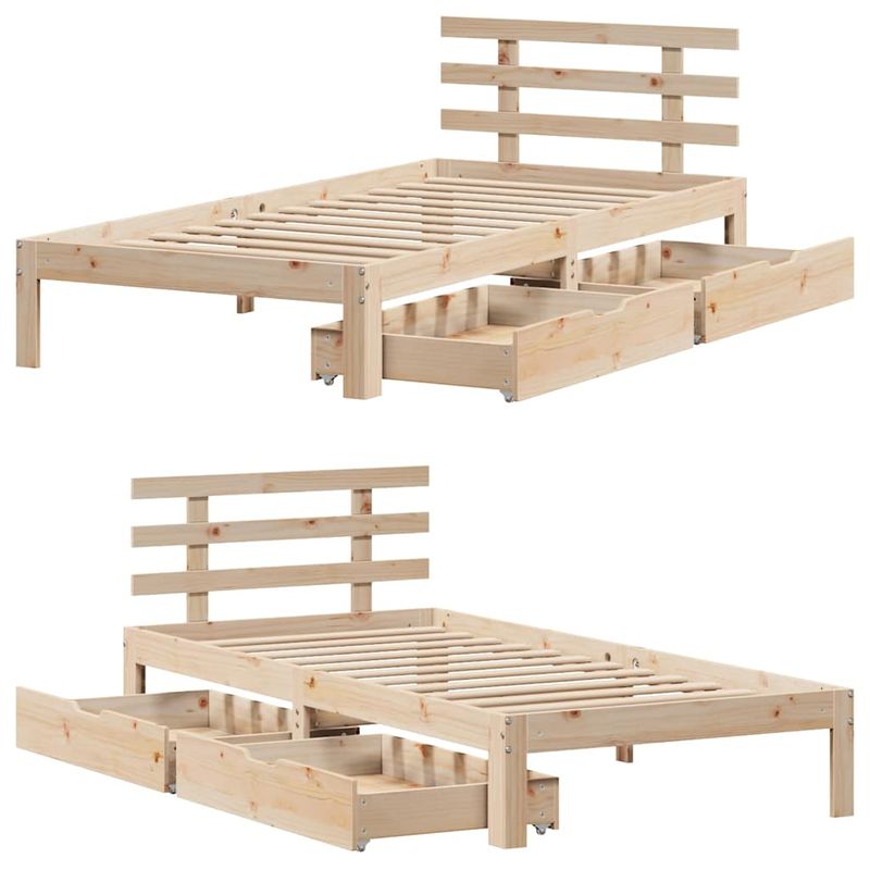 Casa si Gradina - Mobilier - Paturi si accesorii - Paturi - Cadru de pat pentru copii cu sertare, 90x190 cm, lemn masiv pin - Infinity.ro