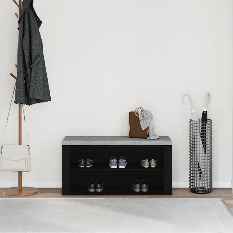 Casa si Gradina - Mobilier - Organizare si depozitare - Organizator incaltaminte - Banca pentru pantofi, stejar negru, 100x35x45 cm, lemn stratificat - Infinity.ro