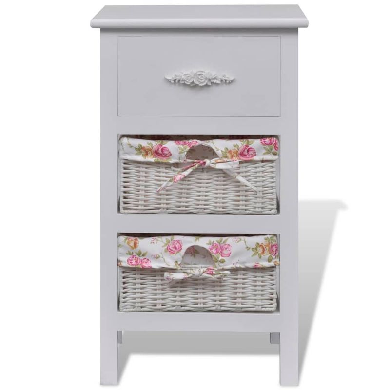 Casa si Gradina - Mobilier - Dulapuri si sifoniere - Dulapuri - Dulap cu 1 sertar si 2 cosuri, alb, lemn de paulownia - Infinity.ro