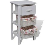 Casa si Gradina - Mobilier - Dulapuri si sifoniere - Dulapuri - Dulap cu 1 sertar si 2 cosuri, alb, lemn de paulownia - Infinity.ro