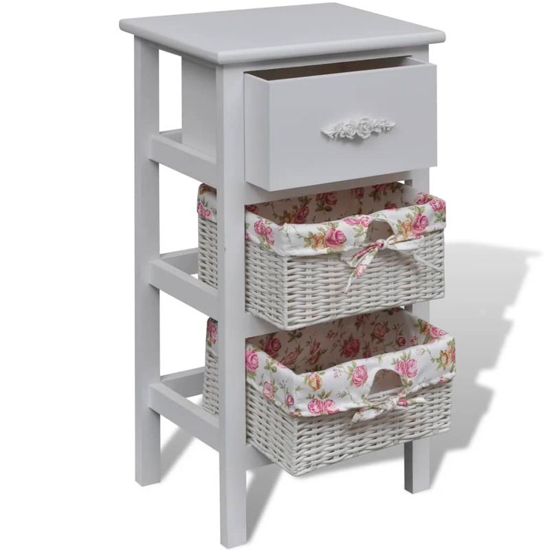 Casa si Gradina - Mobilier - Dulapuri si sifoniere - Dulapuri - Dulap cu 1 sertar si 2 cosuri, alb, lemn de paulownia - Infinity.ro